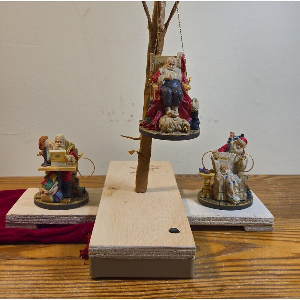 Vintage Set Of 3- 1994 Norman Rockwells Celebration Of Santa Ornaments